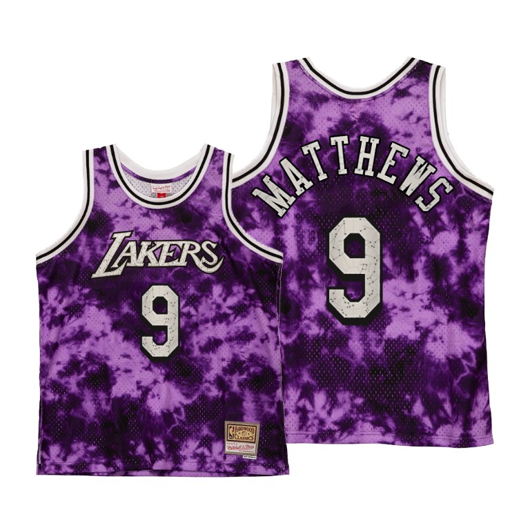 Men's Los Angeles Lakers Wesley Matthews #9 NBA Galaxy Constellation Hardwood Classics Purple Basketball Jersey HSU0483IU